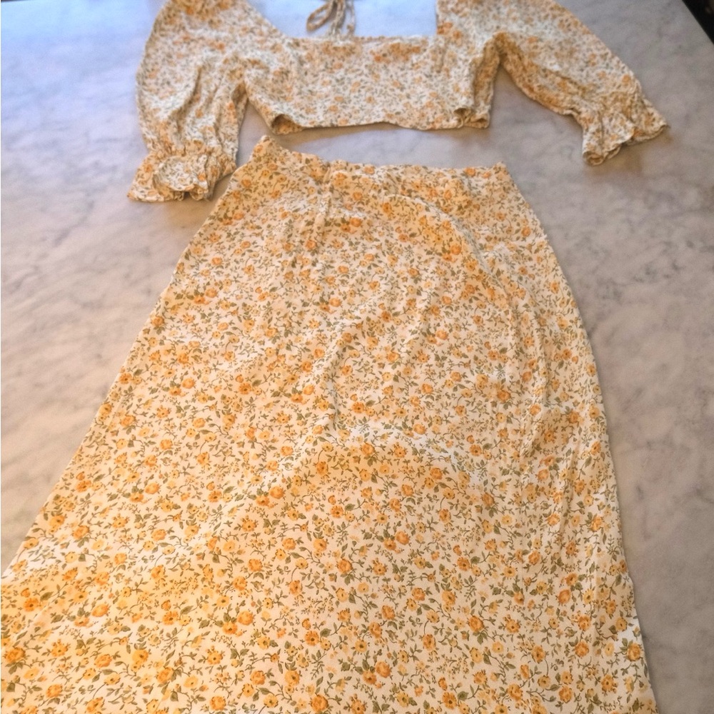 Reformation Floral Yellow Matching Set